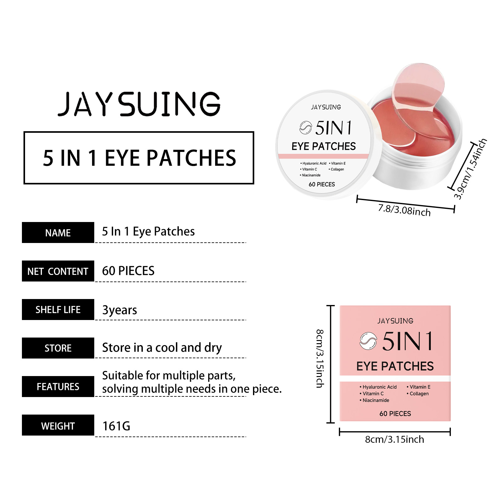 JAYSUING Conjunto de 60 Máscar - Hyaluronic Acid Facial Serum avaliação e preço