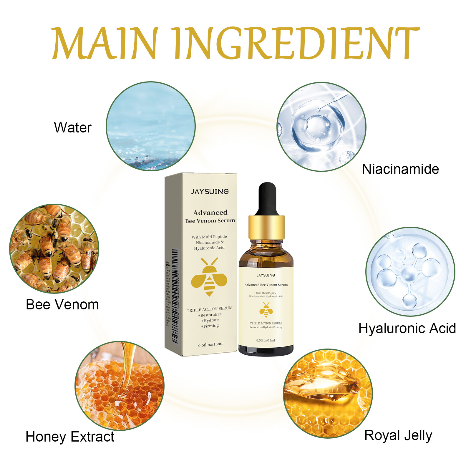 1/2/3 pçs veneno de abelha sor - Hyaluronic Acid Facial Serum avaliação e preço